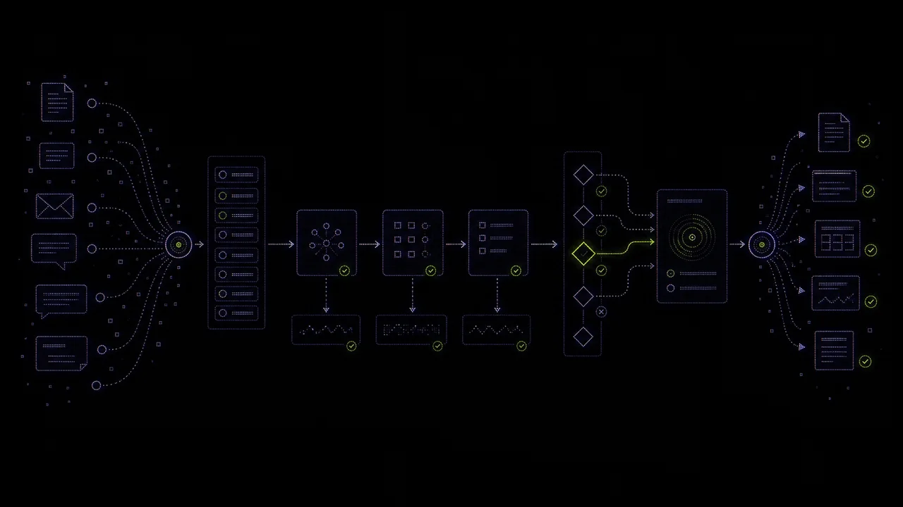 CRT artwork of a controlled AI automation workflow
